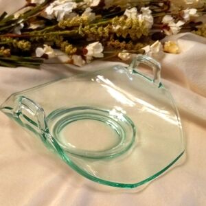 1929 Lancaster 924 Light Green Dish Octagon Shaped with Up Turned Scroll Handles